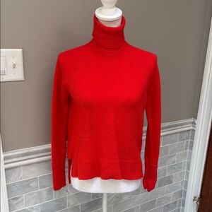 J. Crew Vibrant Red Cowl Neck Sweater in super soft yarn.